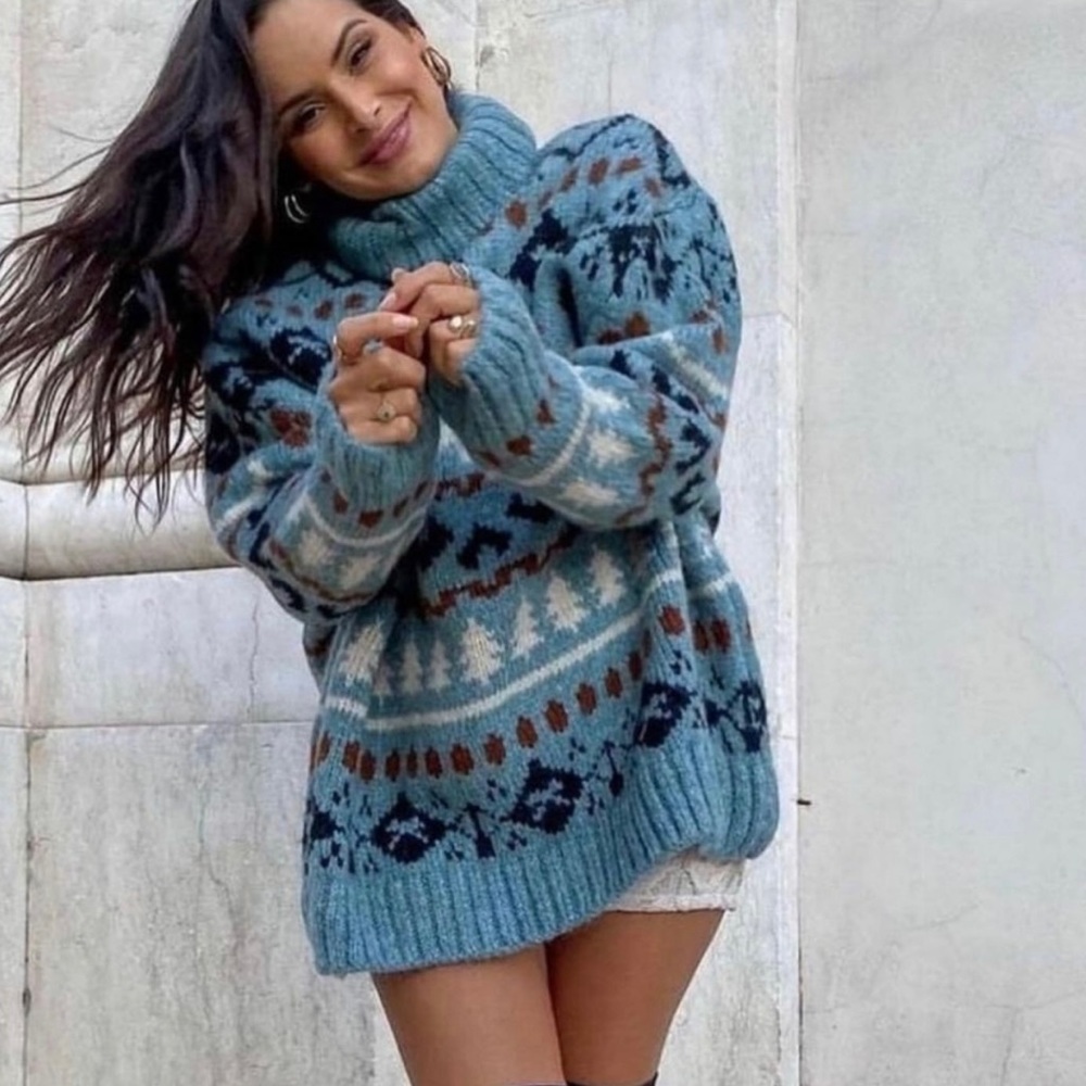 New Zara Oversized Jacquard Sweater (Sz: S)